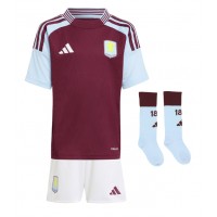 Camisa de Futebol Aston Villa Amadou Onana #24 Equipamento Principal Infantil 2024-25 Manga Curta (+ Calças curtas)